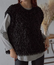 ロングシャギークロップドベスト