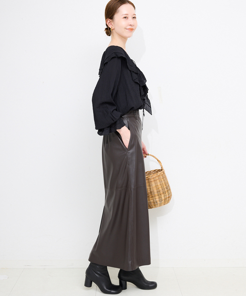 SLOBE IENA（スローブイエナ）の「ラッフルレースアップブラウス（シャツ/ブラウス・レディース・ブラック/パープル・FREE）」の10枚目の写真