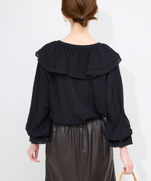 SLOBE IENA（スローブイエナ）の「ラッフルレースアップブラウス（シャツ/ブラウス・レディース・ブラック/パープル・FREE）」の15枚目の写真