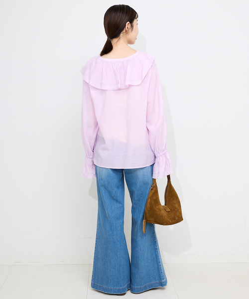 SLOBE IENA（スローブイエナ）の「ラッフルレースアップブラウス（シャツ/ブラウス・レディース・ブラック/パープル・FREE）」の19枚目の写真