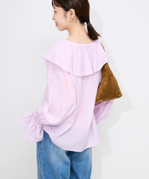 SLOBE IENA（スローブイエナ）の「ラッフルレースアップブラウス（シャツ/ブラウス・レディース・ブラック/パープル・FREE）」の22枚目の写真