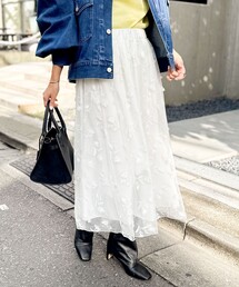 NOLLEY’S | ウォッシャブルチュール刺繍リバーシブルギャザースカート(スカート)