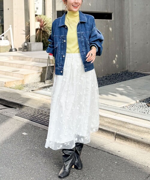 NOLLEY’S（ノーリーズ）の「ウォッシャブルチュール刺繍リバーシブルギャザースカート（スカート・レディース・ホワイト/ブラック・38/36）」の13枚目の写真