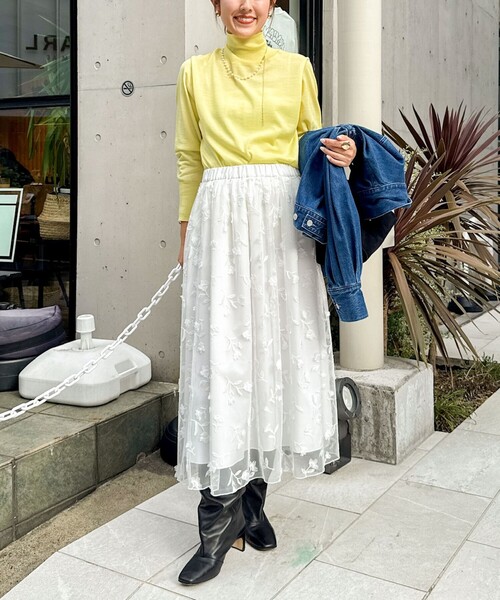 NOLLEY’S（ノーリーズ）の「ウォッシャブルチュール刺繍リバーシブルギャザースカート（スカート・レディース・ホワイト/ブラック・38/36）」の15枚目の写真