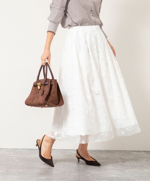 NOLLEY’S（ノーリーズ）の「ウォッシャブルチュール刺繍リバーシブルギャザースカート（スカート・レディース・ホワイト/ブラック・38/36）」の16枚目の写真