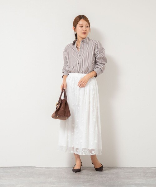 NOLLEY’S（ノーリーズ）の「ウォッシャブルチュール刺繍リバーシブルギャザースカート（スカート・レディース・ホワイト/ブラック・38/36）」の17枚目の写真