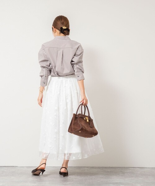 NOLLEY’S（ノーリーズ）の「ウォッシャブルチュール刺繍リバーシブルギャザースカート（スカート・レディース・ホワイト/ブラック・38/36）」の18枚目の写真