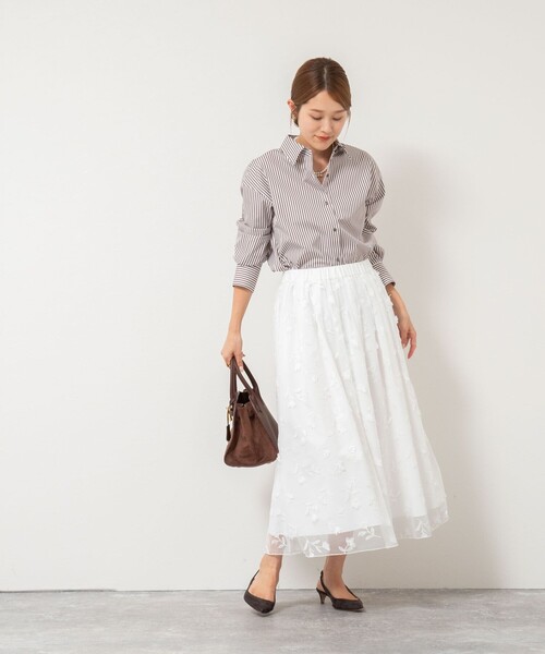 NOLLEY’S（ノーリーズ）の「ウォッシャブルチュール刺繍リバーシブルギャザースカート（スカート・レディース・ホワイト/ブラック・38/36）」の19枚目の写真