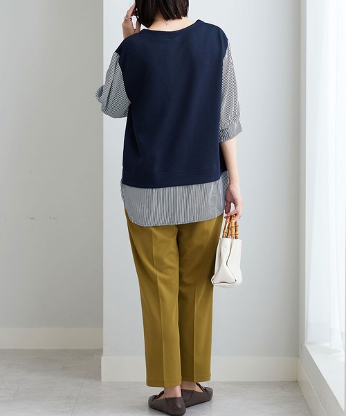 BELLUNA PLUS(ベルーナ)の「ラメ調素材シャツフェイクチュニック(チュニック・レディース・ネイビー/杢グレー・LARGE/MEDIUM/X-LARGE)」の16枚目の写真
