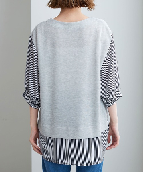 BELLUNA PLUS(ベルーナ)の「ラメ調素材シャツフェイクチュニック(チュニック・レディース・ネイビー/杢グレー・LARGE/MEDIUM/X-LARGE)」の6枚目の写真