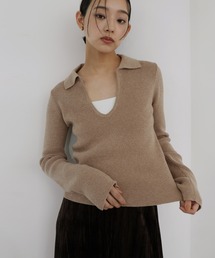 hellam（へラム）の「襟付キーネックニットプルオーバー（ニット/セーター）」