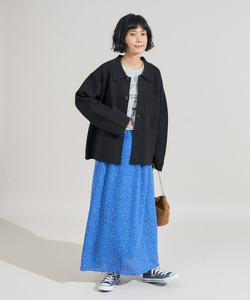 FREAK'S STORE(フリークスストア)の「小花柄セミフレアスカート(スカート・レディース・ブラック/ブルー・フリ-)」の11枚目の写真