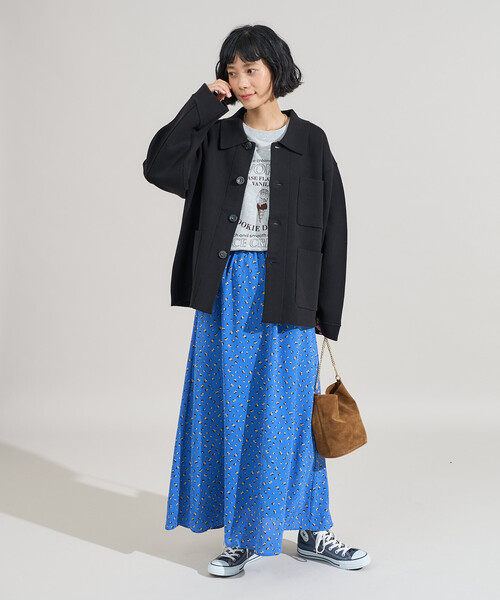 FREAK'S STORE(フリークスストア)の「小花柄セミフレアスカート(スカート・レディース・ブラック/ブルー・フリ-)」の12枚目の写真