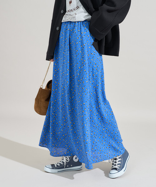 FREAK'S STORE(フリークスストア)の「小花柄セミフレアスカート(スカート・レディース・ブラック/ブルー・フリ-)」の16枚目の写真