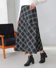 GALLORIA | 斜め切替チェック柄フレアスカート(スカート)