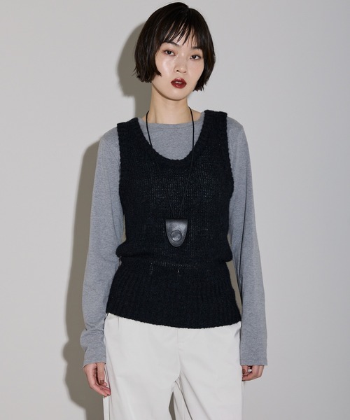 leimn（レイムン）の「モヘアタッチディープUネックニットベスト（ベスト・レディース・ブラック/ブラウン・M）」の3枚目の写真