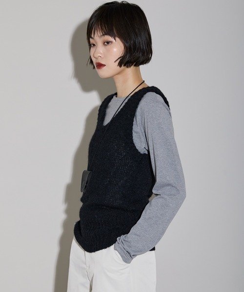 giorgio armani モヘアジップニットベスト モヘア スクールニット