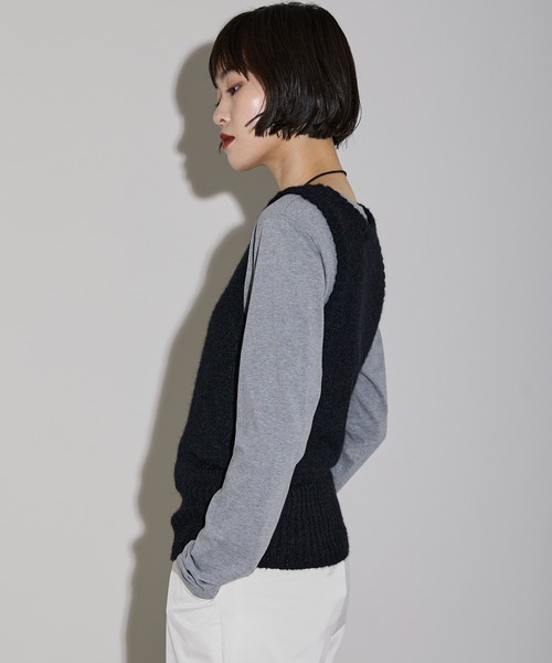 leimn（レイムン）の「モヘアタッチディープUネックニットベスト（ベスト・レディース・ブラック/ブラウン・M）」の6枚目の写真