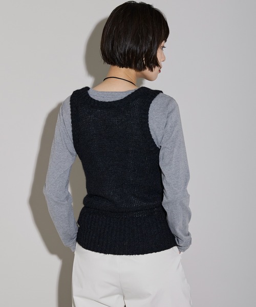 leimn（レイムン）の「モヘアタッチディープUネックニットベスト（ベスト・レディース・ブラック/ブラウン・M）」の8枚目の写真