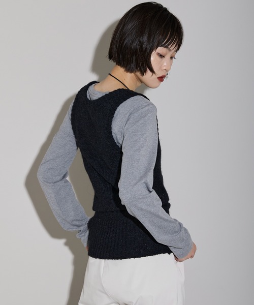 leimn（レイムン）の「モヘアタッチディープUネックニットベスト（ベスト・レディース・ブラック/ブラウン・M）」の9枚目の写真
