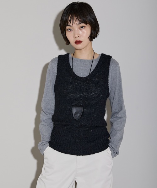 leimn（レイムン）の「モヘアタッチディープUネックニットベスト（ベスト・レディース・ブラック/ブラウン・M）」の11枚目の写真