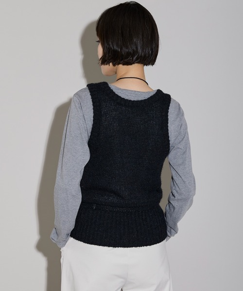 leimn（レイムン）の「モヘアタッチディープUネックニットベスト（ベスト・レディース・ブラック/ブラウン・M）」の7枚目の写真