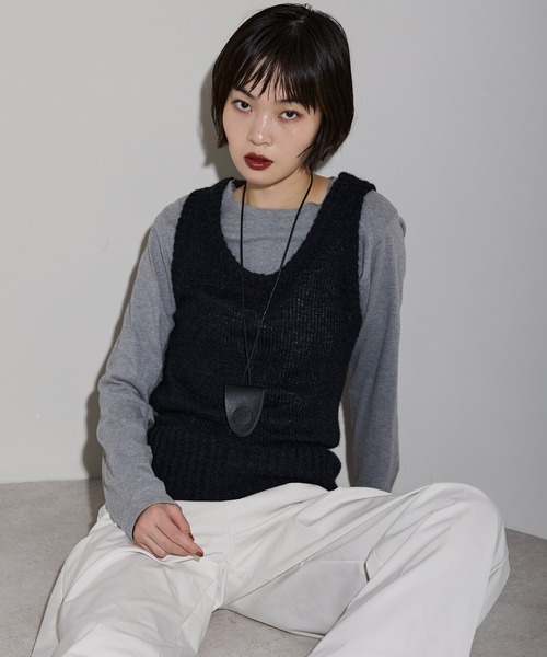 leimn（レイムン）の「モヘアタッチディープUネックニットベスト（ベスト・レディース・ブラック/ブラウン・M）」の12枚目の写真