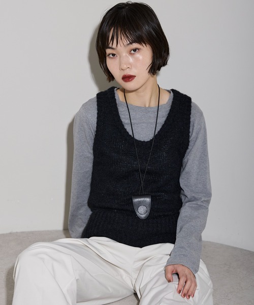 leimn（レイムン）の「モヘアタッチディープUネックニットベスト（ベスト・レディース・ブラック/ブラウン・M）」の14枚目の写真