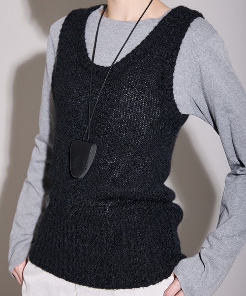 leimn（レイムン）の「モヘアタッチディープUネックニットベスト（ベスト・レディース・ブラック/ブラウン・M）」の22枚目の写真