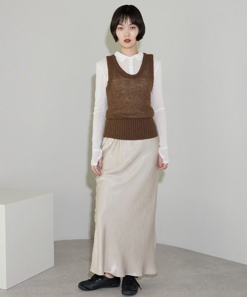 セール】モヘアタッチディープUネックニットベスト（ベスト）｜leimn