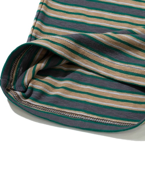 CUBE SUGAR（キューブシュガー）の「CUBE SUGAR/キューブシュガー　ショートスラブ フライス ボーダー 衿フリル長袖クルー（Tシャツ/カットソー・レディース・ブラック/ベージュ・FREE）」の7枚目の写真