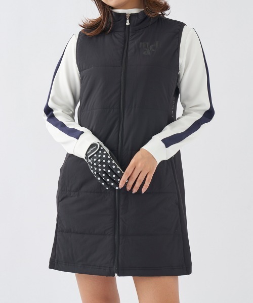 【marieclaire/マリクレール】レディース異素材チュニック｜中綿×ダンボールニット｜ゴルフウェア秋冬防寒