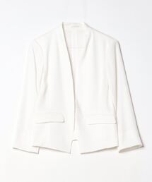 Pinky&Dianne ノーカラージャケット ホワイト サイズ36 ◇オックスノーカラージャケット（0315150316