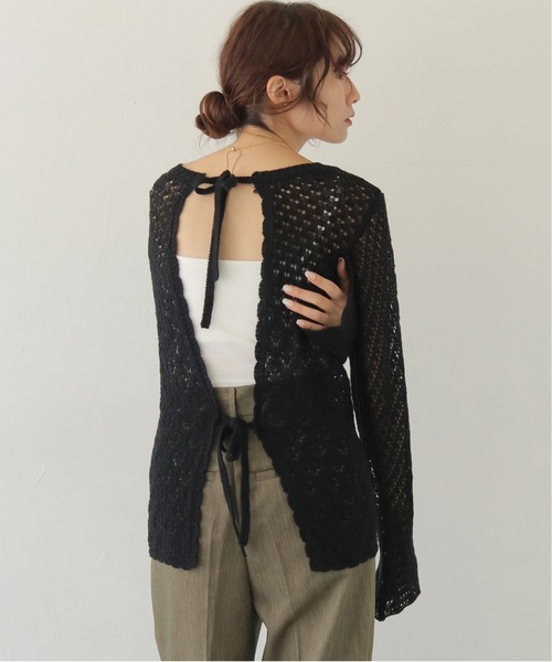 CLEIO(クレイオ)の「【CLEIO】2WAY透かし編み袖フレアトップス 2WAY OPENWORK SLEEVE FLARE TOP/986-14612(カーディガン/ボレロ・レディース・ブラック/アイボリー・FREE)」の1枚目の写真