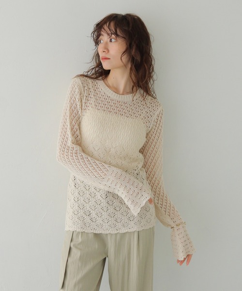 CLEIO(クレイオ)の「【CLEIO】2WAY透かし編み袖フレアトップス 2WAY OPENWORK SLEEVE FLARE TOP/986-14612(カーディガン/ボレロ・レディース・ブラック/アイボリー・FREE)」の16枚目の写真