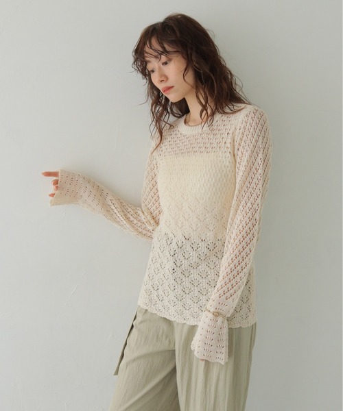 CLEIO(クレイオ)の「【CLEIO】2WAY透かし編み袖フレアトップス 2WAY OPENWORK SLEEVE FLARE TOP/986-14612(カーディガン/ボレロ・レディース・ブラック/アイボリー・FREE)」の14枚目の写真