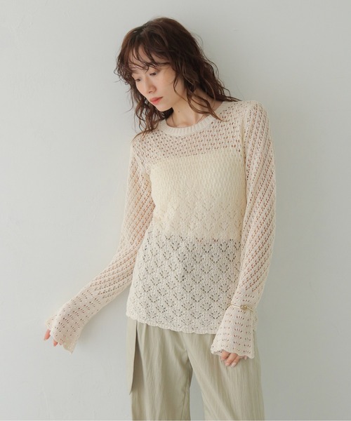 CLEIO(クレイオ)の「【CLEIO】2WAY透かし編み袖フレアトップス 2WAY OPENWORK SLEEVE FLARE TOP/986-14612(カーディガン/ボレロ・レディース・ブラック/アイボリー・FREE)」の17枚目の写真