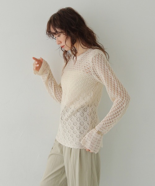 CLEIO(クレイオ)の「【CLEIO】2WAY透かし編み袖フレアトップス 2WAY OPENWORK SLEEVE FLARE TOP/986-14612(カーディガン/ボレロ・レディース・ブラック/アイボリー・FREE)」の19枚目の写真