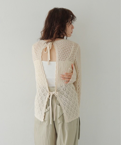 CLEIO(クレイオ)の「【CLEIO】2WAY透かし編み袖フレアトップス 2WAY OPENWORK SLEEVE FLARE TOP/986-14612(カーディガン/ボレロ・レディース・ブラック/アイボリー・FREE)」の21枚目の写真