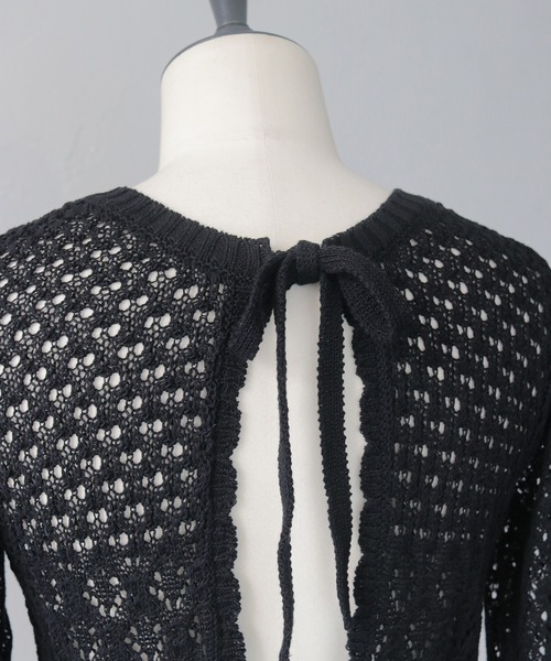 CLEIO(クレイオ)の「【CLEIO】2WAY透かし編み袖フレアトップス 2WAY OPENWORK SLEEVE FLARE TOP/986-14612(カーディガン/ボレロ・レディース・ブラック/アイボリー・FREE)」の5枚目の写真