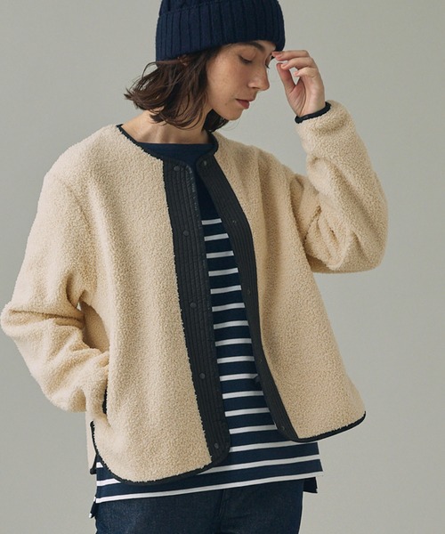 エーグル（AIGLE）/ショートシェルパ テリー ノーカラージャケット ショートシェルパ テリー ノーカラージャケット（ブルゾン）｜AIGLE