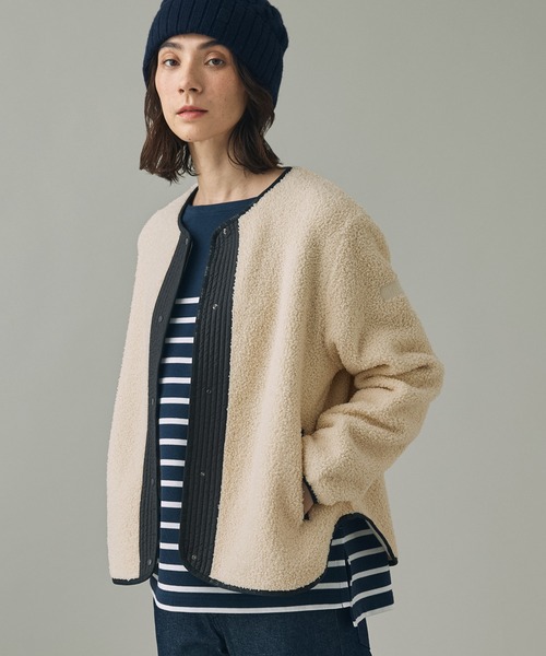 AIGLE（エーグル）の「ショートシェルパ テリー ノーカラージャケット（ブルゾン・レディース・ホワイト/グレー・38/36/40/34）」の21枚目の写真