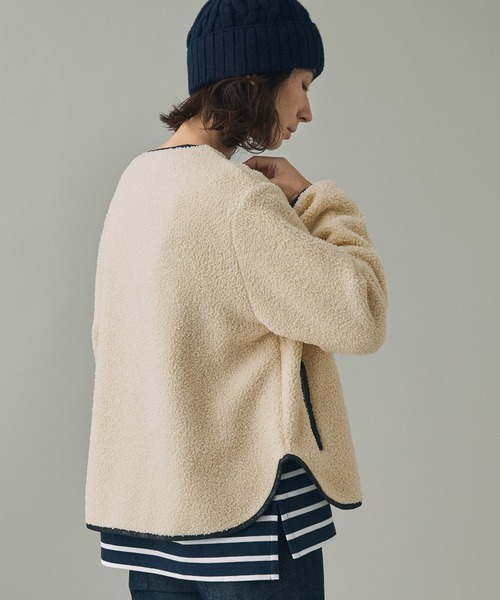 AIGLE（エーグル）の「ショートシェルパ テリー ノーカラージャケット（ブルゾン・レディース・ホワイト/グレー・38/36/40/34）」の17枚目の写真