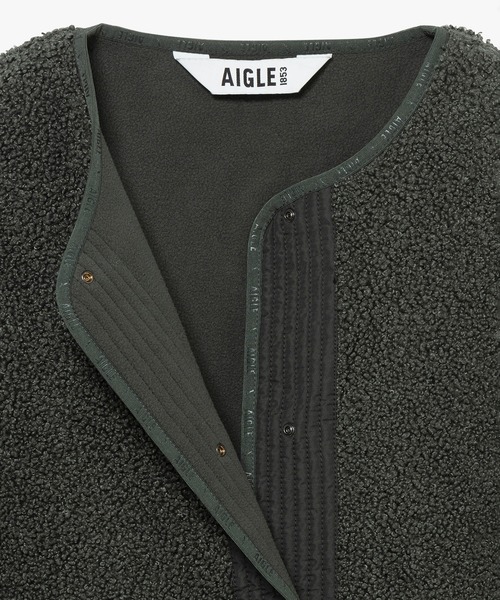 AIGLE（エーグル）の「ショートシェルパ テリー ノーカラージャケット（ブルゾン・レディース・ホワイト/グレー・38/36/40/34）」の13枚目の写真