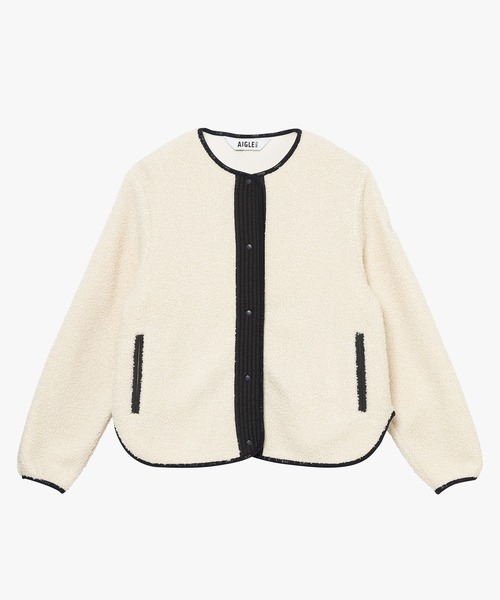 AIGLE（エーグル）の「ショートシェルパ テリー ノーカラージャケット（ブルゾン・レディース・ホワイト/グレー・38/36/40/34）」の22枚目の写真