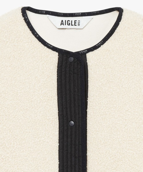 AIGLE（エーグル）の「ショートシェルパ テリー ノーカラージャケット（ブルゾン・レディース・ホワイト/グレー・38/36/40/34）」の11枚目の写真