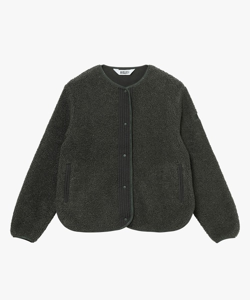 AIGLE（エーグル）の「ショートシェルパ テリー ノーカラージャケット（ブルゾン・レディース・ホワイト/グレー・38/36/40/34）」の9枚目の写真