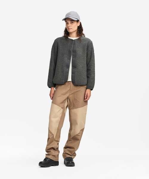 AIGLE（エーグル）の「ショートシェルパ テリー ノーカラージャケット（ブルゾン・レディース・ホワイト/グレー・38/36/40/34）」の4枚目の写真