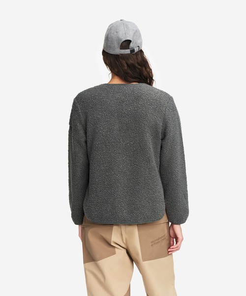 AIGLE（エーグル）の「ショートシェルパ テリー ノーカラージャケット（ブルゾン・レディース・ホワイト/グレー・38/36/40/34）」の5枚目の写真