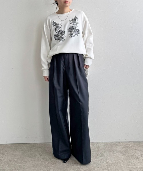 LHELBIE（レルビエ）の「フリンジラインパンツ（その他パンツ・レディース・チャコールグレー/ベージュ/アイボリー・M）」の13枚目の写真